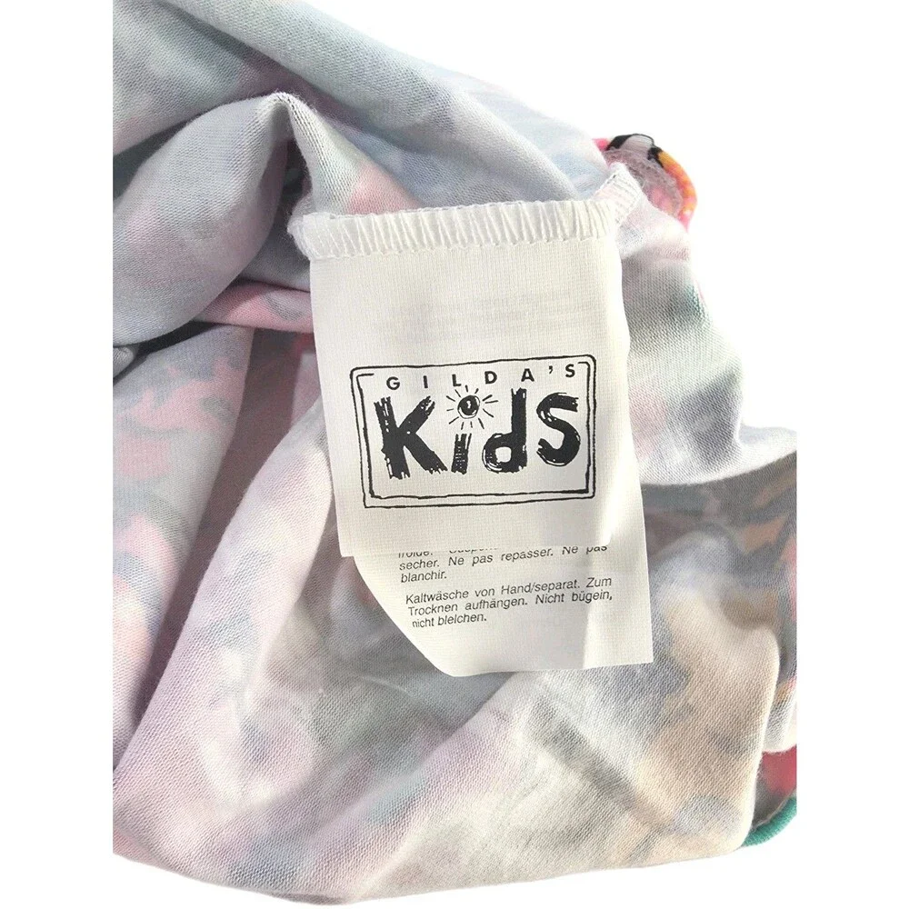 Gilda Marx Kids VTG 80s Pastel Scribbles Cotton Biketard Leotard Dance Size 8/10